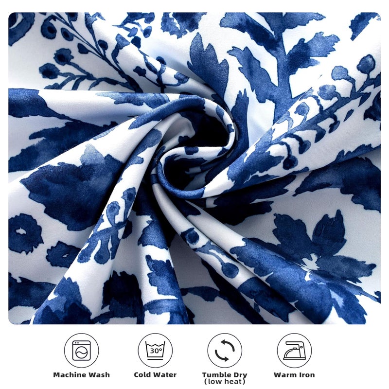 DriftAway Julia Watercolor Blooming Flower Floral Tie Up Curtain Thermal Insulated Blackout Window Adjustable Balloon Curtain Shade for Small Window Rod Pocket Single 45 Inch by 63 Inch Navy - Image 4